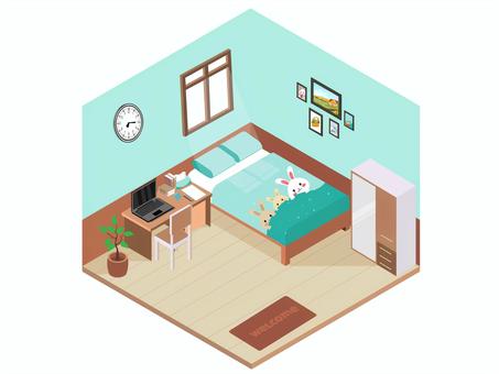 女孩的房間, 卧室, 寝室, 室内, JPG, PNG 和 AI