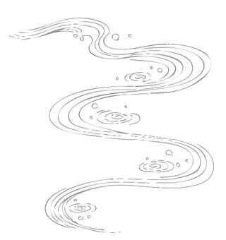 日本の模様32＿流水模様　手描き風 流水,模様,波,流水模様,伝統模様,古代模様,うねり,流れ,線画,手描きのイラスト素材