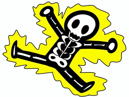 感電して骨が見えている棒人間のイラスト 感電,骨,ガイコツ,ドクロ,電気,棒人間,人物,電流のイラスト素材