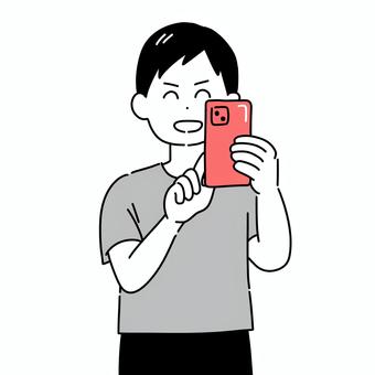 スマホで写真を撮る男性 スマホ,撮影,写真,男性,カメラのイラスト素材