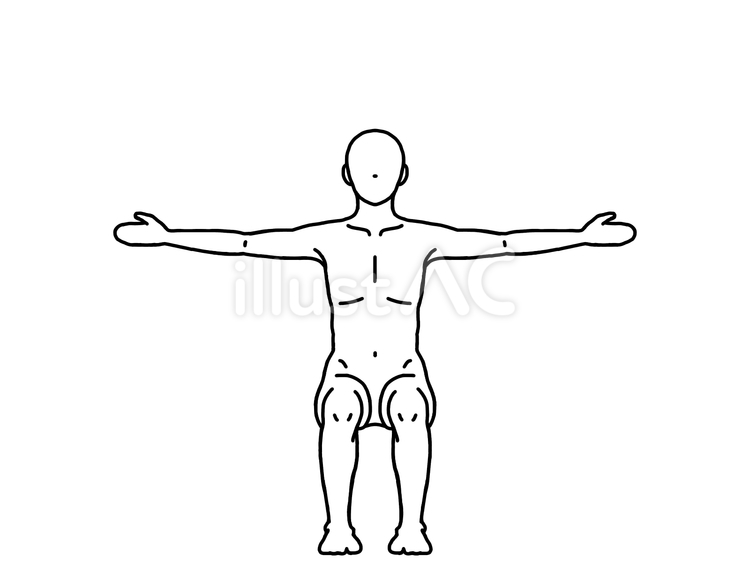 良姿勢で座り両腕を外へ伸ばす人 肩,運動,エクササイズのイラスト素材