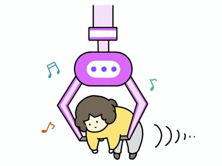 クレーンゲームの景品になる人 クレーンゲーム,アーム,景品,ufoキャッチャー,ゲーセン,ゲームセンター,虚無,無表情,ぬいぐるみ,おもちゃのイラスト素材