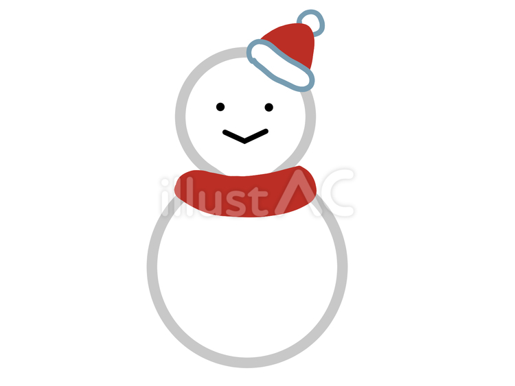 雪だるまのイラスト（帽子とマフラー） 雪だるま,雪,冬のイラスト素材