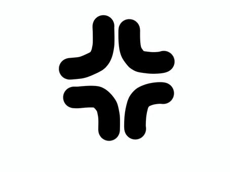 モノクロ怒りマーク 怒り,怒る,ムカムカ,ムカつく,イラつく,悪態,苛立つ,プンプン,キレる,激怒のイラスト素材