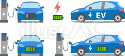 電気自動車・EV 充電中のイラスト