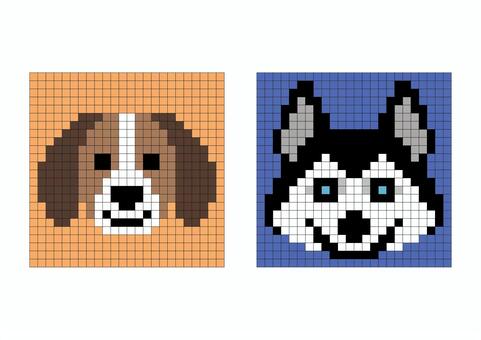 犬2 犬,犬種,動物,生き物,ペット,ピクセルアート,ドット絵,アイコン,ビーグル,シベリアンハスキーのイラスト素材
