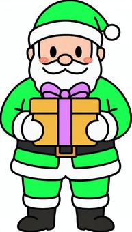 緑のサンタの男性です。 サンタクロース,シンプル,冬,プレゼント,クリスマス,ひげ,男性,緑のイラスト素材