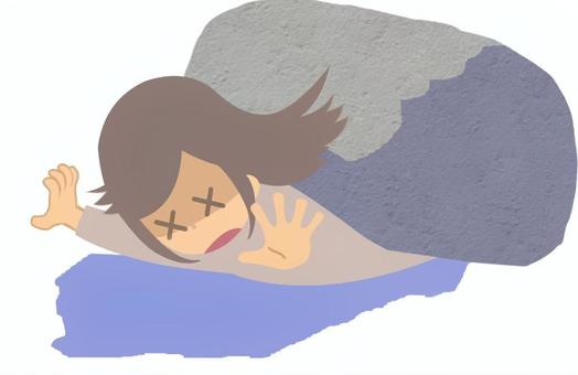 重圧に負けた女性けむりなし 重圧,負担,ストレス,プレッシャー,負荷,圧迫,重荷,責任,息が詰まる,窮屈のイラスト素材