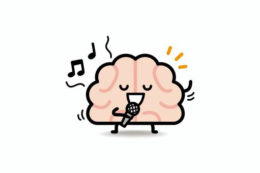脳みそさん★カラオケ好き 脳みそ,カラオケ,歌う,マイク,音符,脳,歌のイラスト素材