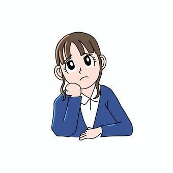 考える女性キャラクター 女性,キャラクター,考える,思案,表情,人物,イラスト,ポーズ,ビジネス,相談のイラスト素材