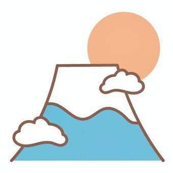 雲と富士山と初日の出 富士山,山,雲,太陽,空,初日の出,朝日,元旦,自然,新年のイラスト素材