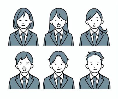 いろんな表情の学生アイコンセット 人物,女性,男性,アイコン,シンプル,線画,かわいい,おしゃれ,フラット,学生のイラスト素材
