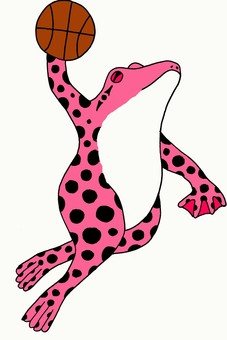 バスケットボールをするかえるさん6 バスケットボールをするかえるさん6 カエル,擬人化,ピンクのイラスト素材