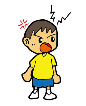 怒っている子 子ども,男の子,園児,怒り,叫ぶのイラスト素材