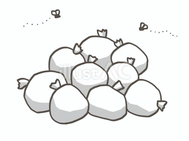虫が飛んでて不衛生なゴミ置き場 ゴミ,ゴミ袋,廃棄物のイラスト素材