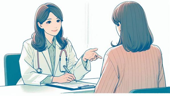 診察をする女性医師と患者