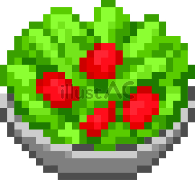 ドット絵のグレーの器のサラダです。 ドット絵,サラダ,シンプルのイラスト素材