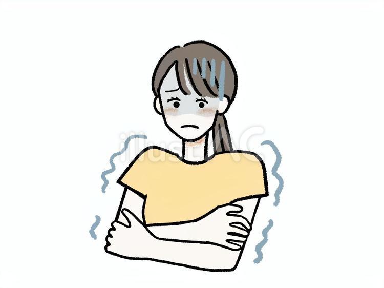 寒がる半袖の女性 寒い,冷房,エアコンのイラスト素材