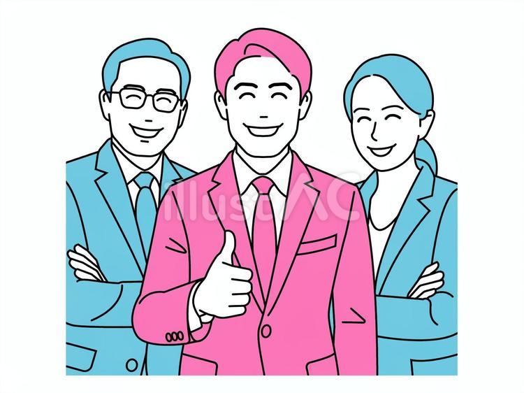 グーサインをするビジネスマン ビジネスマン,上司,部下のイラスト素材