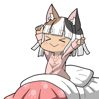 三毛猫少女の起床 三毛猫,三毛,少女,起床,寝起きのイラスト素材