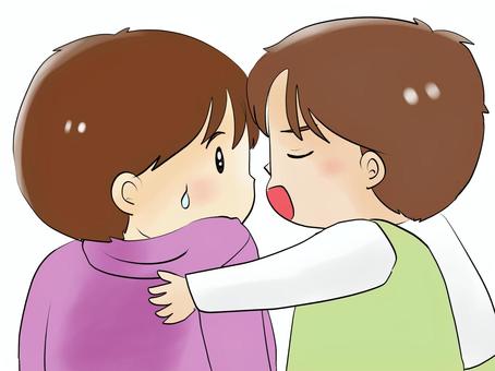 背中を押してうながす男性 男性,汗,押す,ささえる,2人のイラスト素材