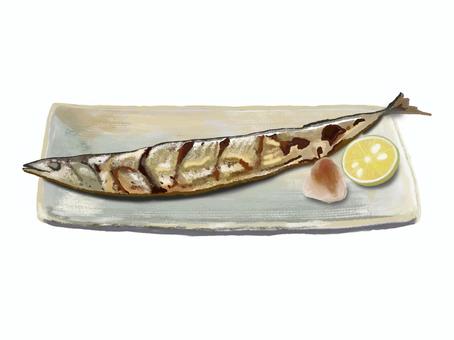 さんまの塩焼き（8） 秋刀魚,塩焼き,サンマ,焼サンマ,焼さんま,焼きさんま,焼きサンマ,焼き秋刀魚,焼き魚,焼魚のイラスト素材