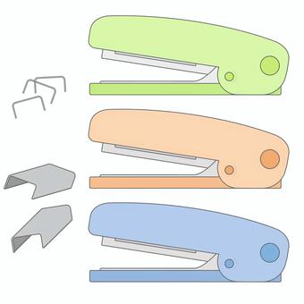 ホッチキスセット（線あり） ホッチキス,セット,芯,カラフル,文房具,工作,冊子,イラスト,素材,シンプルのイラスト素材