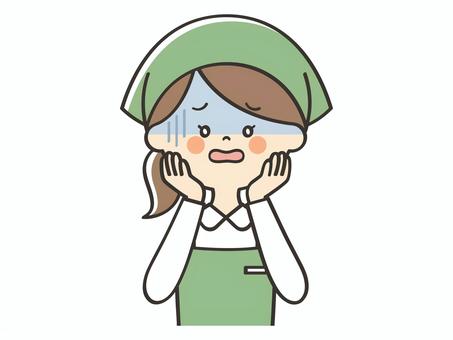 焦った表情の女性店員 焦った表情の女性店員 焦る,困る,不安,ガーン,ショック,絶望,緊張,失敗,店員,女性のイラスト素材