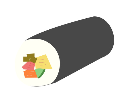 恵方巻　1個 節分,恵方巻,恵方巻き,2月,食べ物,かわいい,恵方,巻寿司,縁起物,丸かぶりのイラスト素材