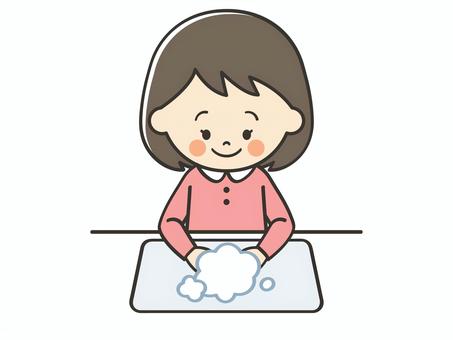 手を洗う女の子 女の子,手洗い,手,洗う,清潔,対策,予防,感染,感染症,風邪のイラスト素材