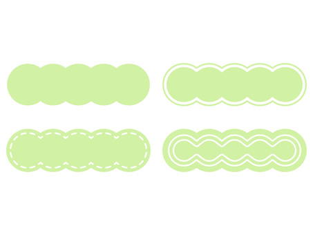 緑のモコモコ雲型見出しフレームセット 雲,モコモコ,背景,フレーム,横,あしらい,飾り枠,コピースペース,装飾,見出しのイラスト素材