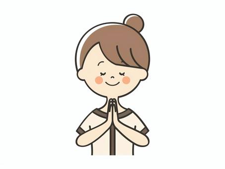 合掌するエステティシャン セラピスト,カウンセラー,エステティシャン,願い事,お願い,祈る,祈願,お祈り,合掌,いただきますのイラスト素材