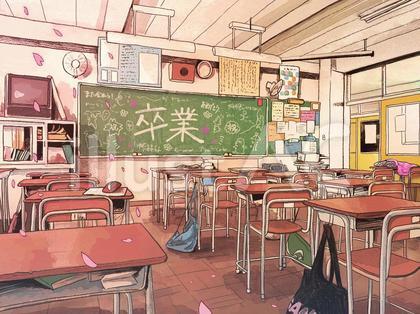 生活感ある少し古い教室の背景_卒業