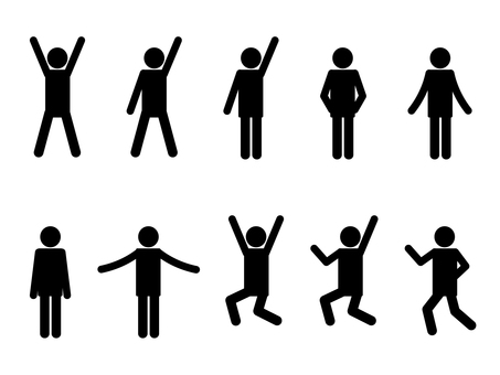 ピクトグラム1 ピクトグラム,人,万歳,挙手,棒人間,立つ,ジャンプ,走る,佇む,やったーのイラスト素材