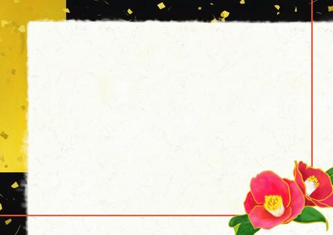 慶事に使える椿のフレーム 椿,金箔,金,和,和風,日本,フレーム,背景,壁紙,枠のイラスト素材
