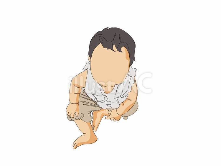 上を見上げてお座りをしている赤ちゃん② 赤ちゃん,子供,女の子のイラスト素材