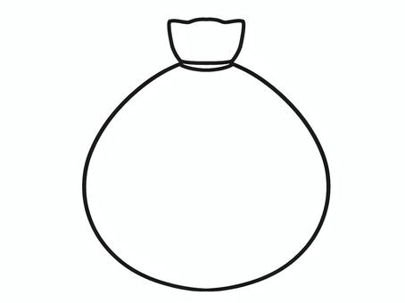 白黒サンタの袋　イラスト 袋,白黒,紐,布,クリスマスのイラスト素材