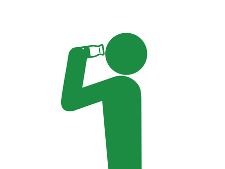 瓶入り牛乳を飲む人のピクトグラム（緑） 牛乳,瓶牛乳,ミルク,飲み物,水分補給,美味しい,ゴクゴク,ゴクリ,グビグビ,湯上がりのイラスト素材