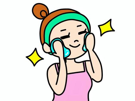 顔に化粧水を塗る女性 顔,化粧水,美容液,乳液,スキンケア,コラーゲン,ヒアルロン酸,ドラッグストア,美容,女子のイラスト素材