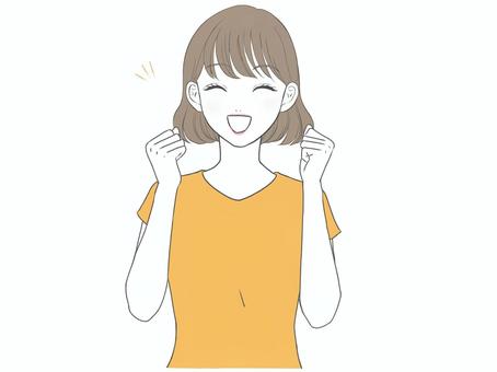 応援する女性 応援する女性 ガッツポーズ,女性,美人,キレイ,可愛い,頑張る,がんばる,気合い,根性,やる気のイラスト素材