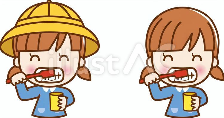 歯を磨く女の子 子供,人,女の子のイラスト素材