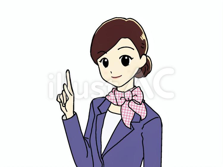 制服の女性_指さし_上半身① 女性,制服,指さしのイラスト素材