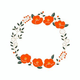 椿と南天のモダンなお正月フレーム