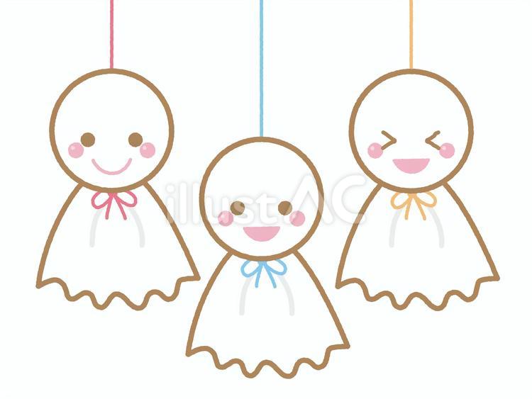 てるてる坊主セット てるてる坊主,梅雨,セットのイラスト素材
