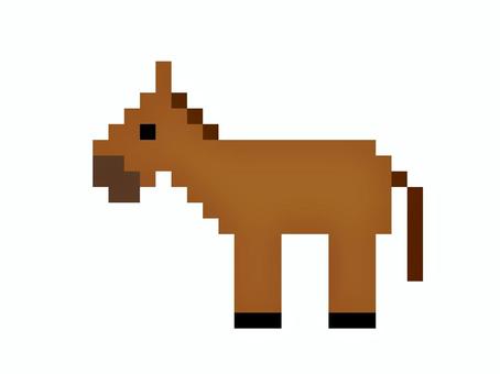 ドットな茶馬 馬,アイコン,ドット絵,動物,干支,午年,ゲーム,ピクセル,シンプル,マークのイラスト素材