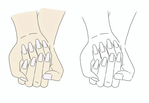 ネイル ネイル,手,シンプル,マニキュア,線画,ネイルアートのイラスト素材