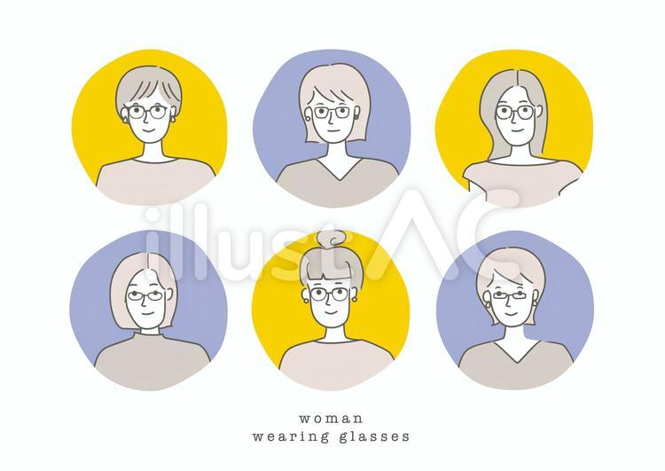 メガネをかけた女性 女性,眼鏡,メガネのイラスト素材