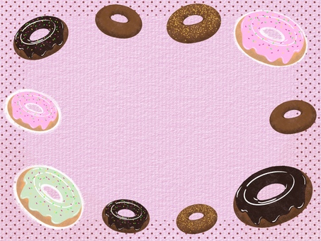 ドーナツフレーム4ピンク フレーム,枠,飾り枠,装飾,ドーナツ,食べ物,おやつ,お菓子,洋菓子,手描きのイラスト素材