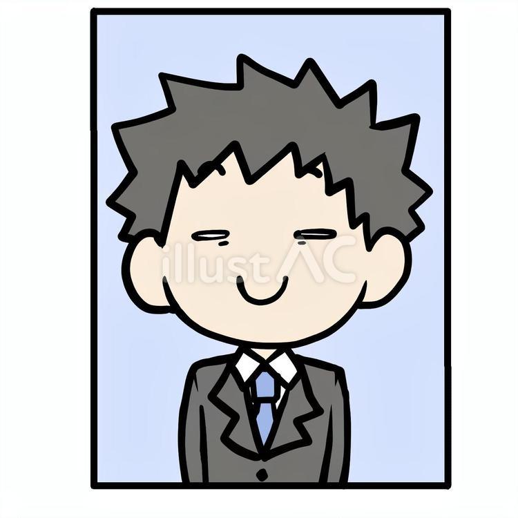 半目男性の証明写真 男性,半目,証明写真のイラスト素材
