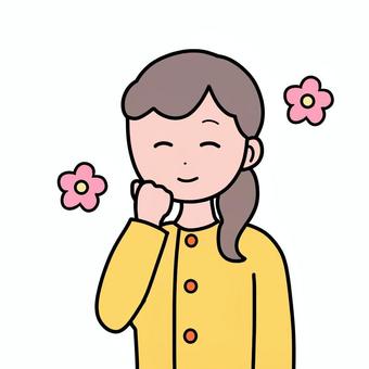 シンプルニコニコ女 シンプルニコニコ女 シンプル,ニコニコ,人,女,花,ウキウキ,喜び,嬉しい,浮かれるのイラスト素材